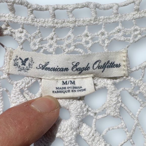 AMERICAN EAGLE OUTFITTERS Crochet Dress Cover Up Boho Beachy Feminine Ivory M - Picture 6 of 7